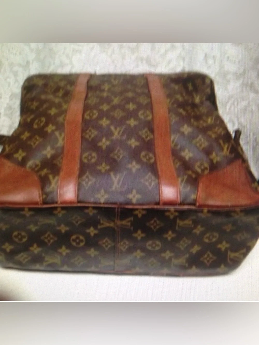 Vintage, Louis Vuitton Brown Mono Business-Travel Bag 14in x 14in x 5in